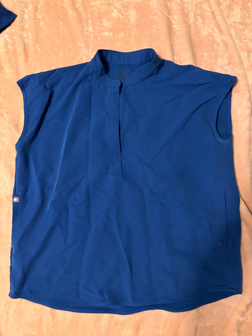 Figs Women's Royal Blue Sleeveless Polo Top